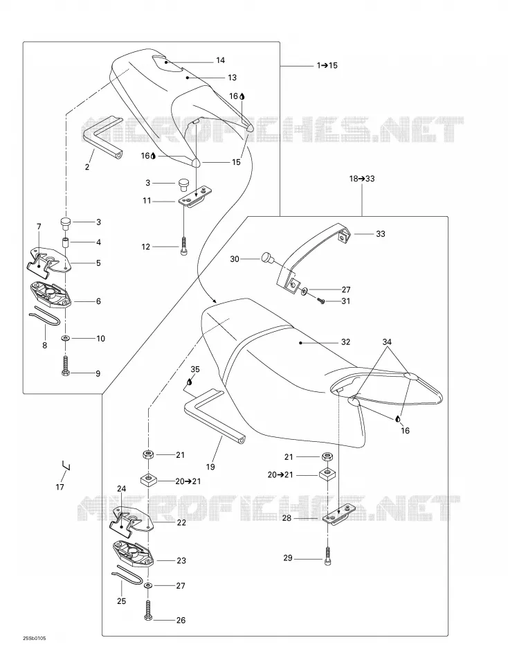 Asiento y cubierta del motor