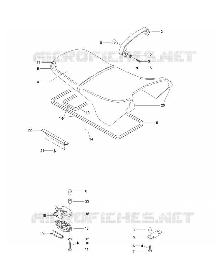 Asiento y cubierta del motor