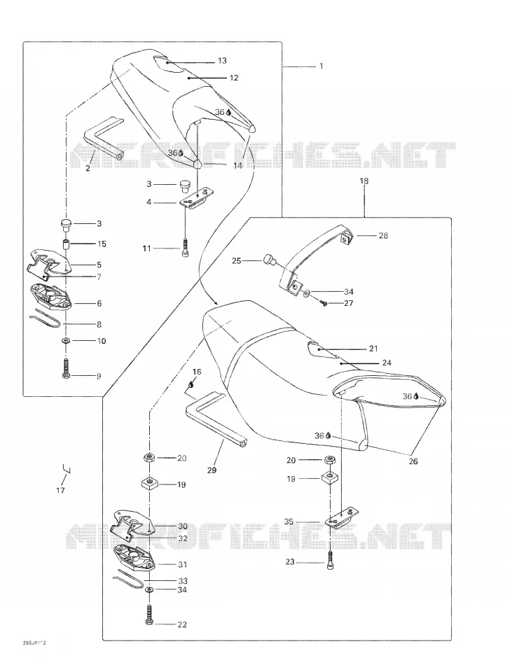 Asiento y cubierta del motor