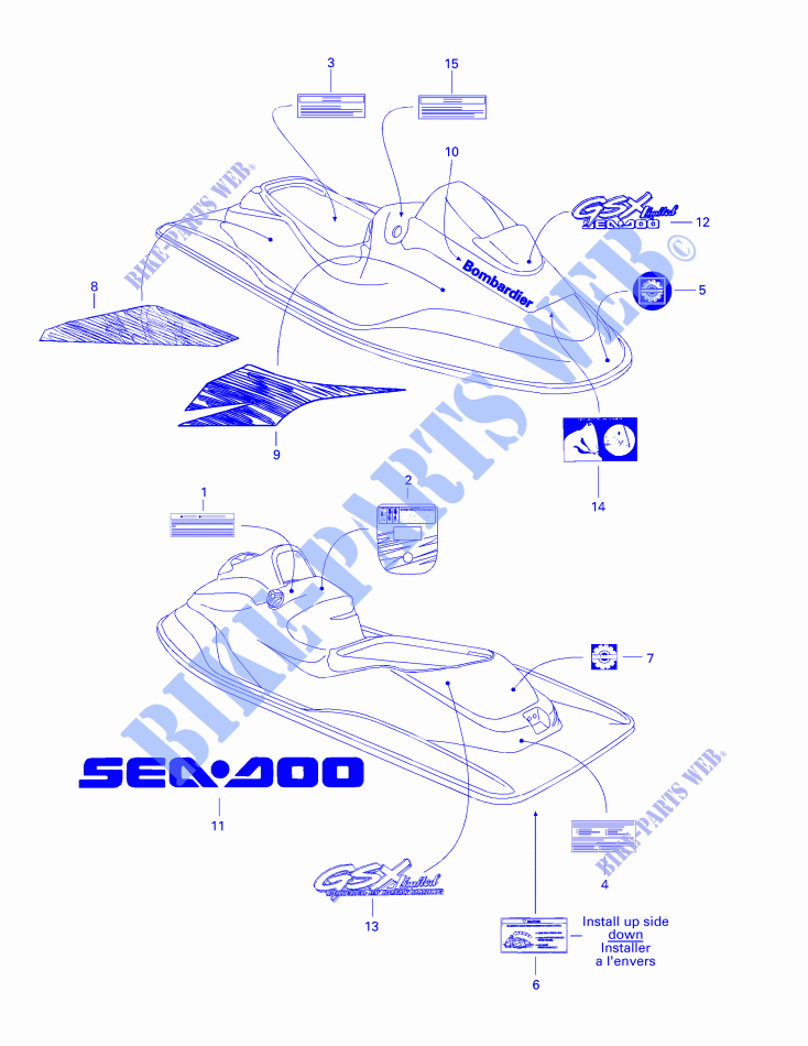 Calcomanías para Sea-Doo GSX LIMITED 5625 1998