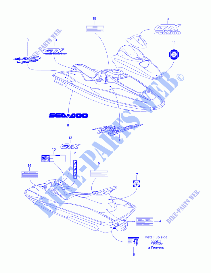 Calcomanías para Sea-Doo GTX 5642 1997